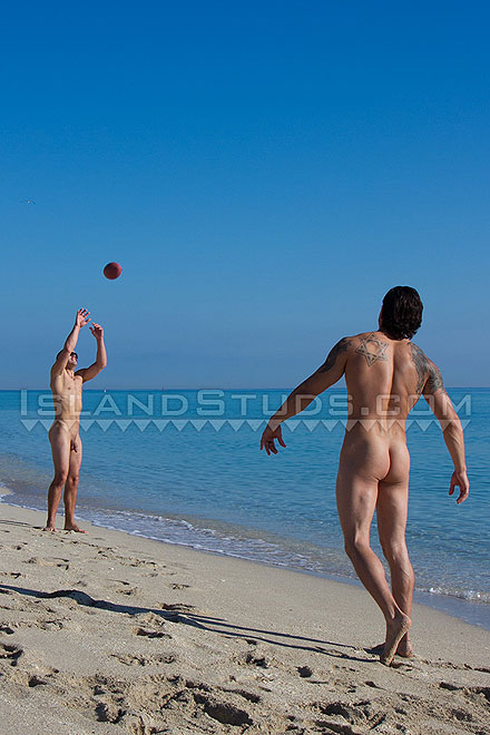 Naked Muscle Football in Hawaii Image