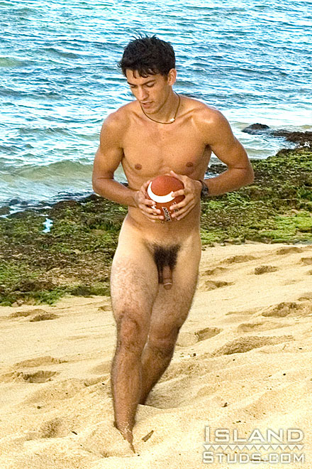Naked Football on a Hawaiian Public Beach! Image