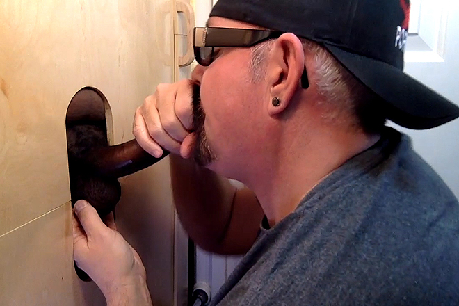 Gloryhole Throat Fucked By Curious Black Cock Image